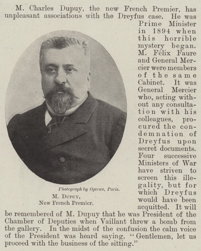 M Dupuy，新法国总理 作者 英国摄影师
