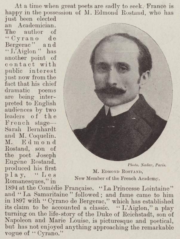 M Edmond Rostand，法国学院新成员 作者 英国摄影师
