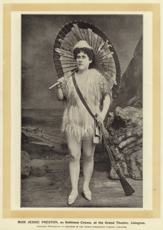 Jessie Preston小姐，作为Robinson Crusoe，在伊斯灵顿的大剧院 作者 英国摄影师