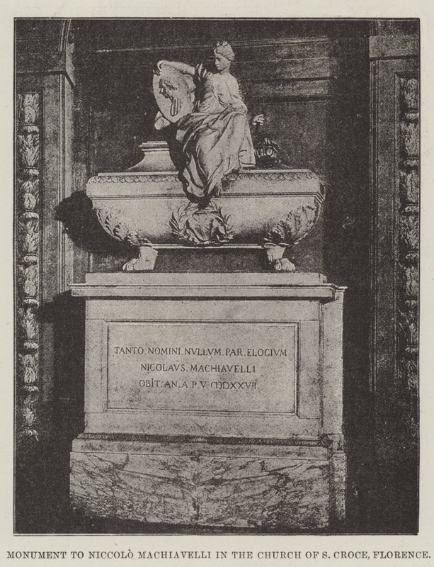 Niccolo Machiavelli的纪念碑在S Croce教会，佛罗伦萨 作者 英国摄影师