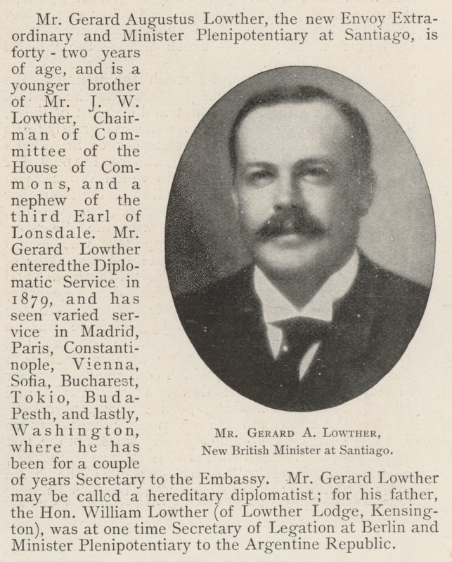 圣地亚哥新任英国部长Gerard A Lowther先生 作者 英国摄影师