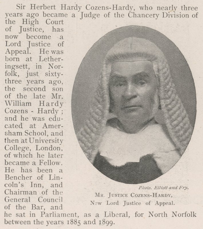 新的上诉法院大法官Cozens-Hardy先生 作者 英国摄影师