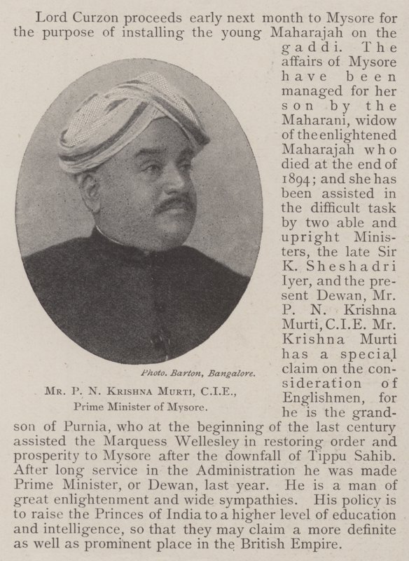 Michael Krishna Murti先生，CIE，迈索尔总理 作者 英国摄影师