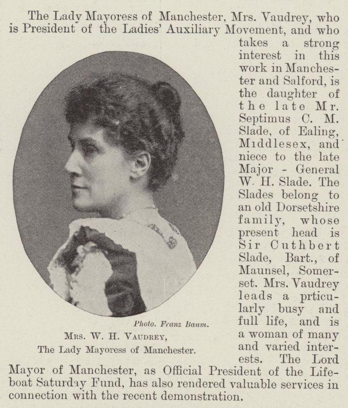 WH Vaudrey夫人，曼彻斯特夫人的Mayoress 作者 英国摄影师