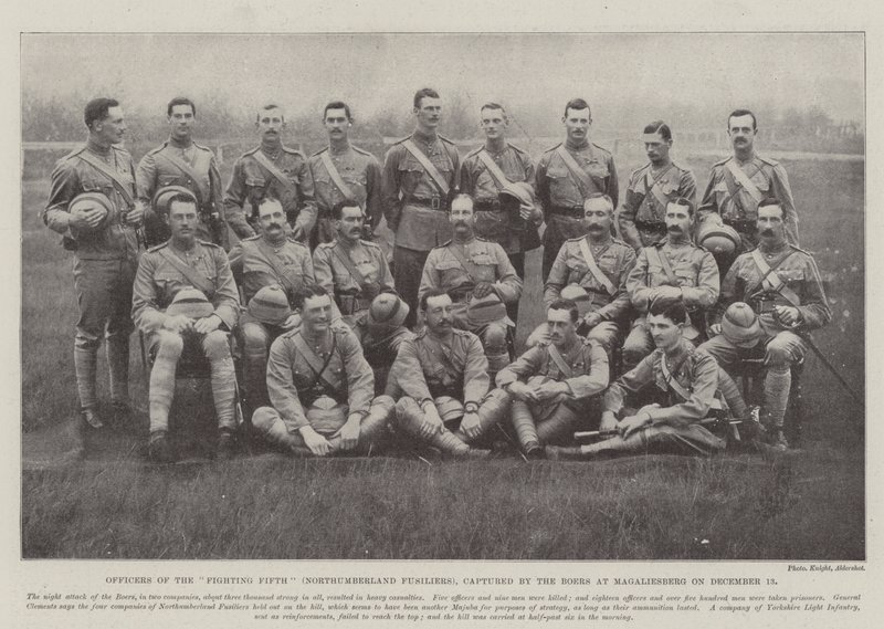 第五战队（Northumberland Fusiliers）的官员于12月13日被Magaliesberg的Boers俘获 作者 英国摄影师