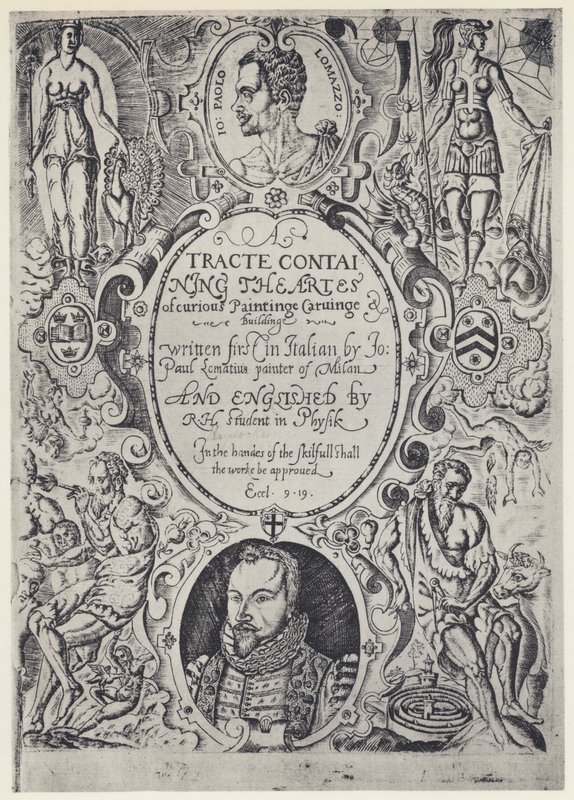 P Lomazzo，A Tracte containing the Artes of Cureous Paintinge，Tr R Haydock，J Barnes，牛津，1598 年（黑白照片） 作者 英国摄影师