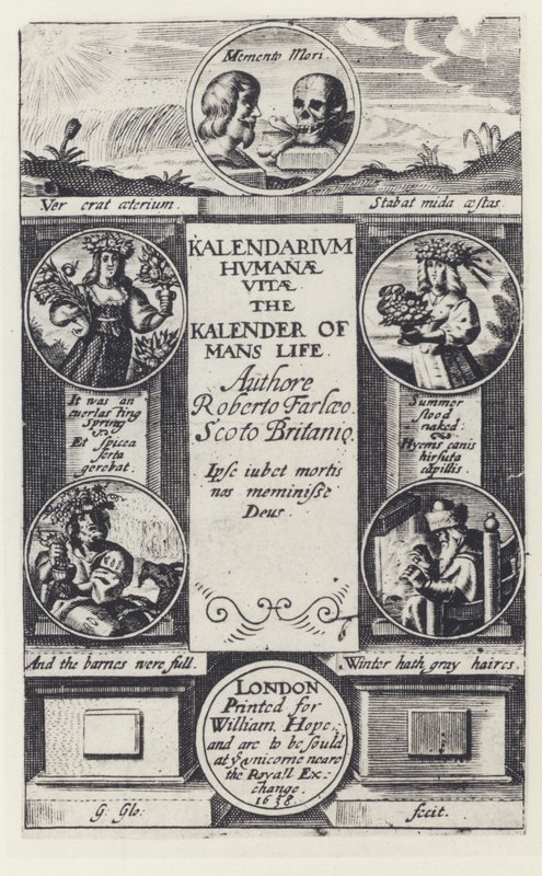 R Farley, Kalendarium humanae vitae, W Hope 1638 (b/w photo) 作者 英国摄影师