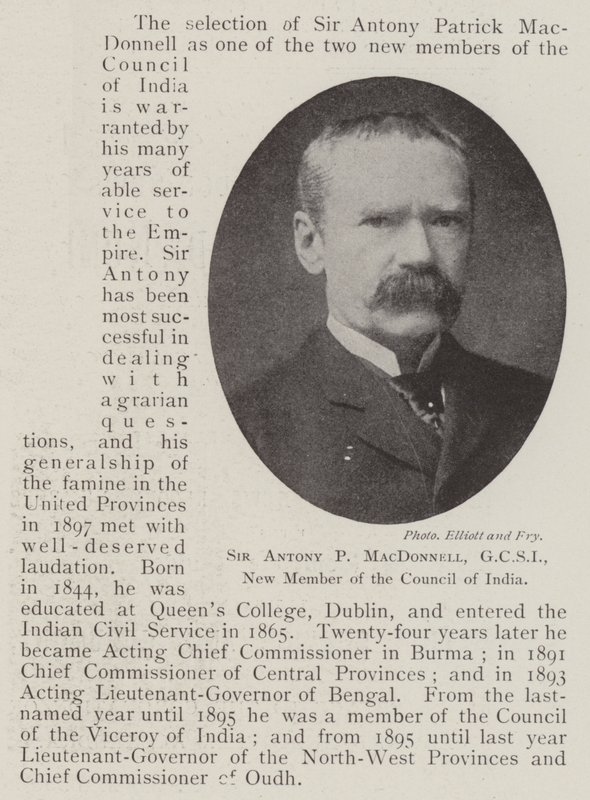 印度委员会新成员GCSI，Antony P MacDonnell爵士 作者 英国摄影师
