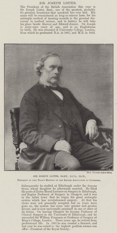 Joseph Lister爵士，男爵，DCL，LLD，英国利物浦协会年会主席 作者 英国摄影师
