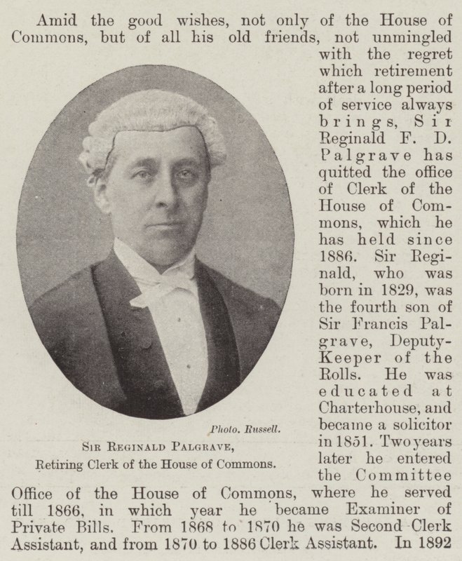 Reginald Palgrave爵士，下议院即将退休的秘书 作者 英国摄影师
