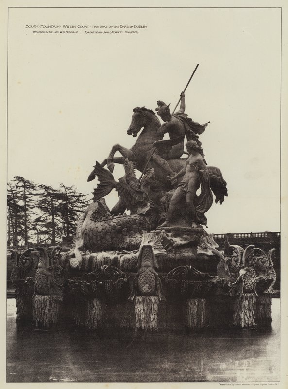 南方喷泉Witley法院，杜德利伯爵的所在地（黑白照片）。 作者 英国摄影师