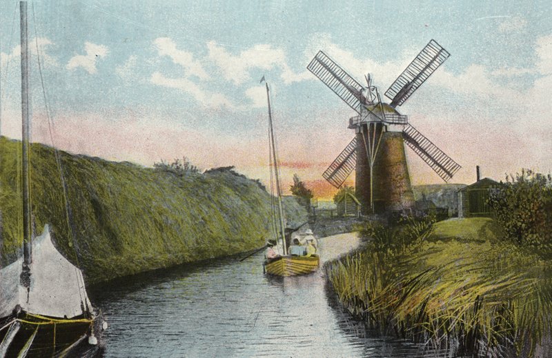 Staithe和Mill，Horsey Dyke 作者 英国摄影师
