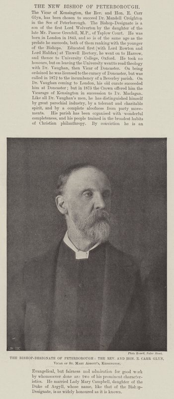 彼得伯勒的主教，牧师和尊敬的E Carr Glyn，圣玛丽阿伯特的牧师，肯辛顿 作者 英国摄影师