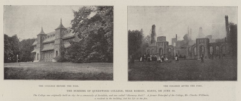 6月10日，在Hants的Romsey附近的Queenwood学院的燃烧 作者 英国摄影师