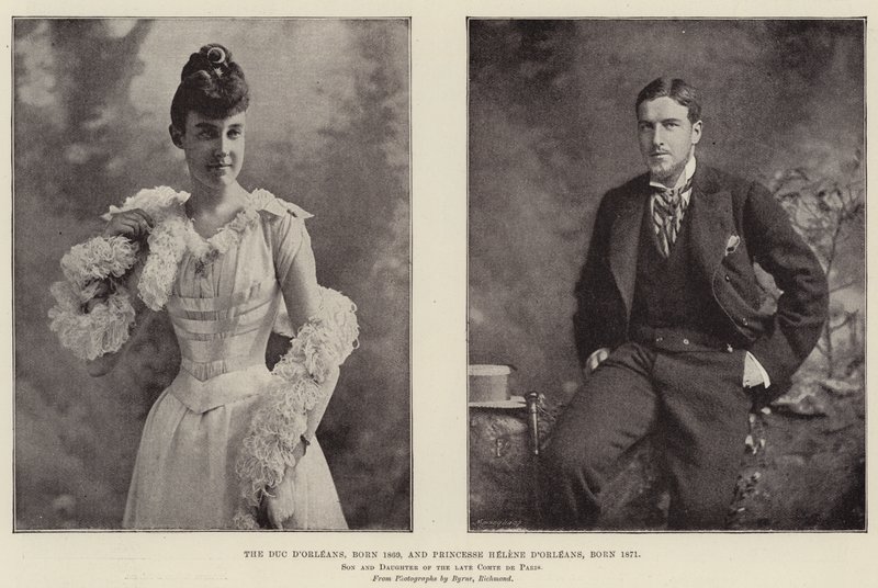 Duc dOrleans，生于1869年，和Princesse Helene dOrleans，1871年出生，儿子和已故的Comte de Paris的女儿 作者 英国摄影师