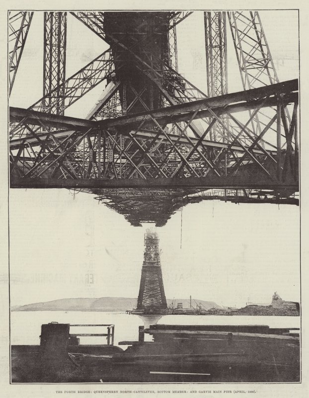 The Forth Bridge，Queensferry North Cantilever，Bottom Member和Garvie Main Pier（1889年4月） 作者 英国摄影师
