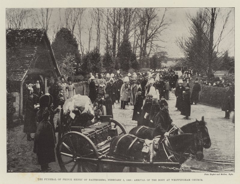 1896年2月5日，巴滕伯格的亨利王子葬礼，在Whippingham教堂抵达尸体 作者 英国摄影师