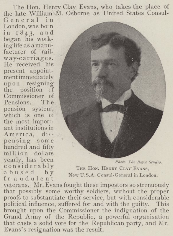新任美国驻伦敦总领事Henry Clay Evans阁下 作者 英国摄影师