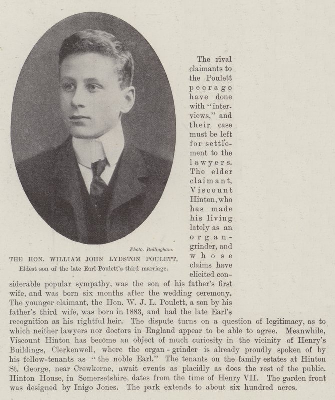 尊敬的William John Lydston Poulett，已故Earl Pouletts的长子第三次婚姻 作者 英国摄影师