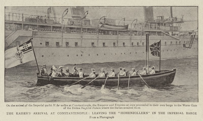Kaisers抵达君士坦丁堡，将Hohenzollern留在Imperial Barge 作者 英国摄影师
