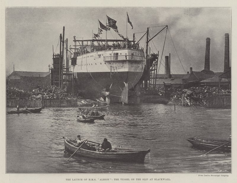 HMS Albion的推出，Blackwall的滑动船只 作者 英国摄影师