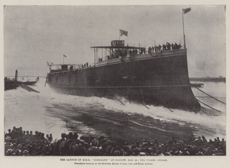 5月20日在Barrow发射HMS Euryalus，船只漂浮 作者 英国摄影师