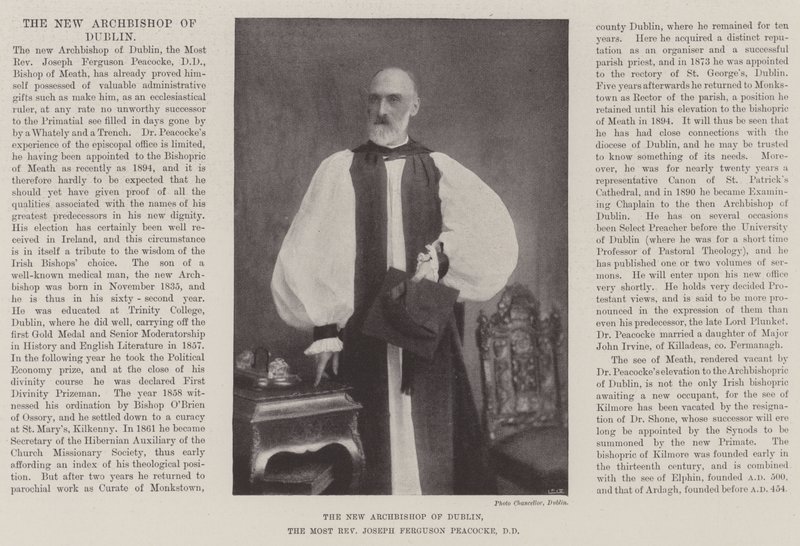 新都柏林大主教，最牧师Joseph Ferguson Peacocke，DD 作者 英国摄影师