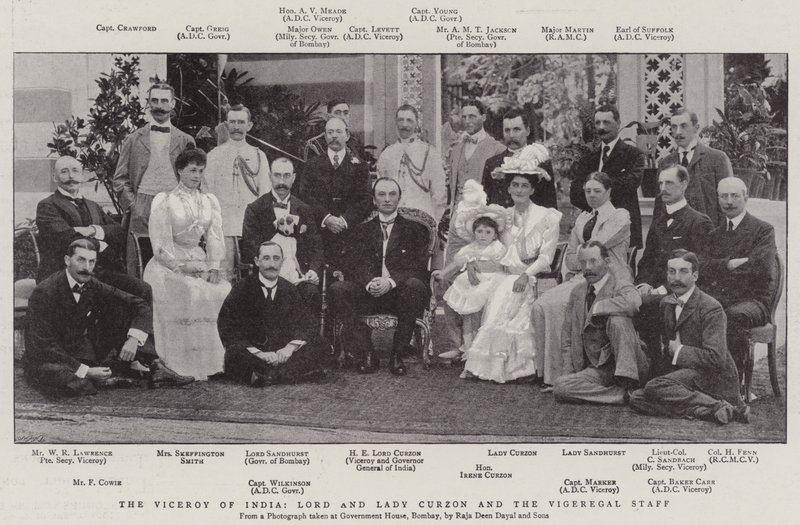 印度总督，Lord和Lady Curzon以及Vigeregal Staff 作者 英国摄影师