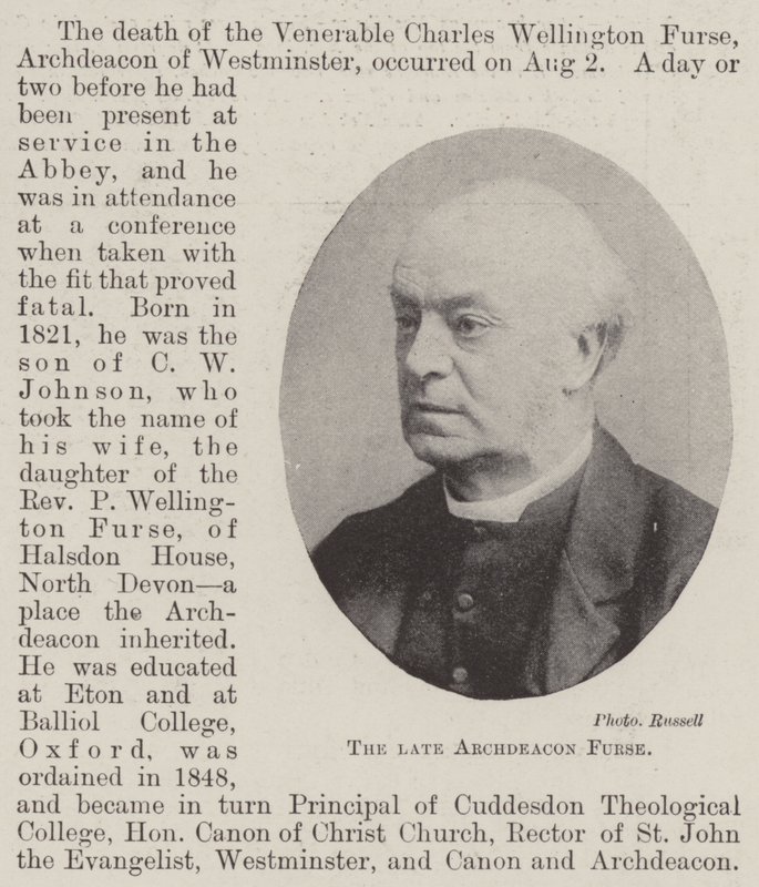 已故的Archdeacon Furse 作者 英国摄影师