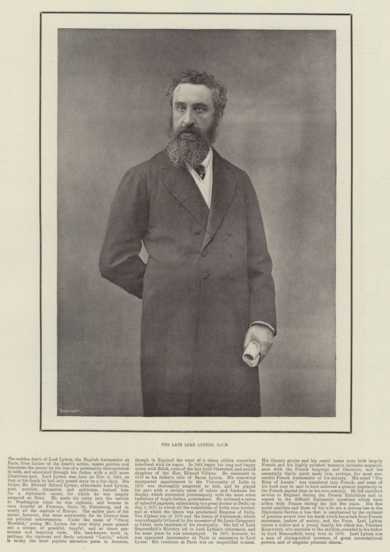 已故的Lord Lytton，GCB 作者 英国摄影师
