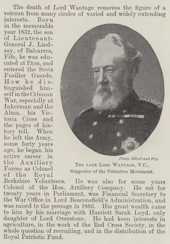已故的Lord Wantage，VC，志愿者运动的支持者 作者 英国摄影师