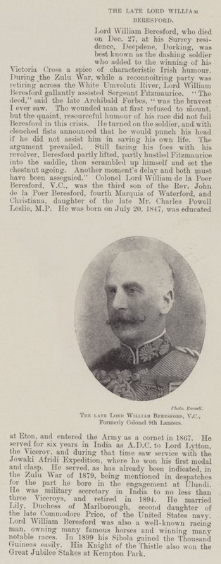 已故的Lord William Beresford，VC，前身为第9枪骑兵 作者 英国摄影师
