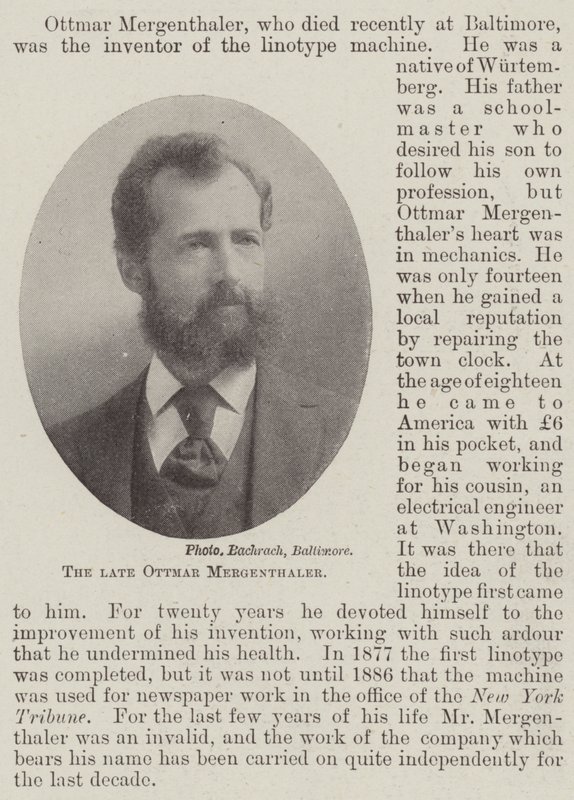 已故的Ottmar Mergenthaler 作者 英国摄影师