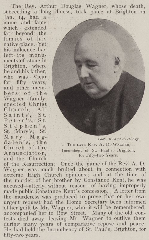 已故的牧师AD Wagner，现任布莱顿圣保罗大学五十二年 作者 英国摄影师