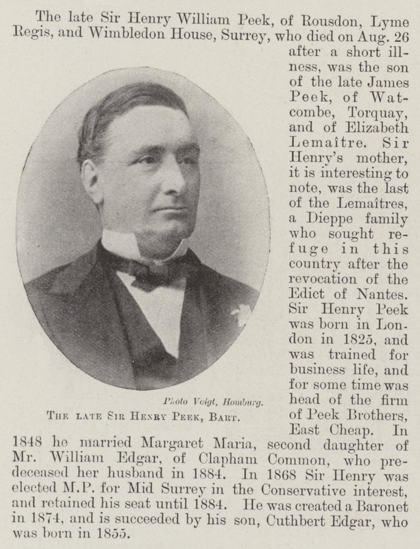 已故的Sir Henry Peek，Baronet 作者 英国摄影师
