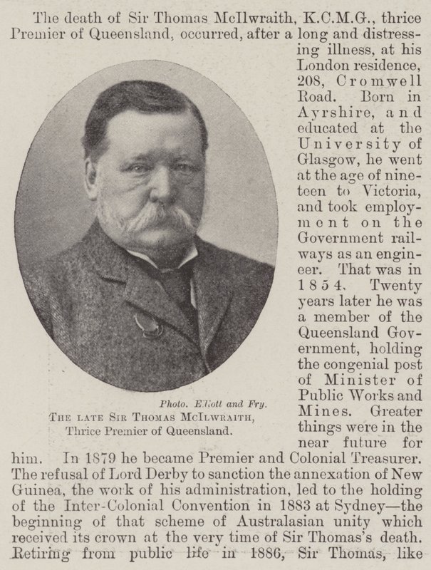 已故的Sir Thomas McIlwraith爵士，昆士兰州三次总理 作者 英国摄影师