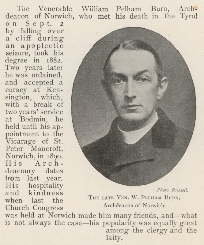 已故的尊敬的W佩勒姆伯恩，诺维奇的Archdeacon 作者 英国摄影师