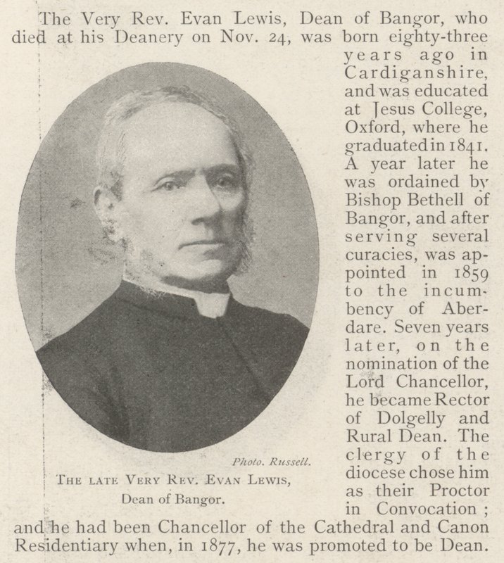 已故的非常牧师Evan Lewis，班戈院长 作者 英国摄影师