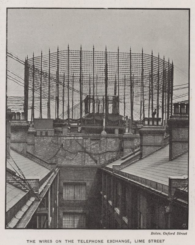 电话交换机的电线，Lime Street 作者 英国摄影师