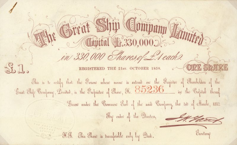 由Great Ship Company Limited发行的1英镑股票 作者 英语学校