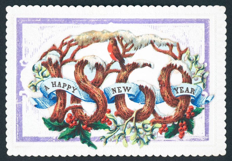 新年快乐1869年，新年卡 作者 英语学校