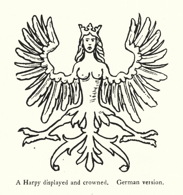 A Harpy displayed and crowned, German version (engraving) 作者 英语学校