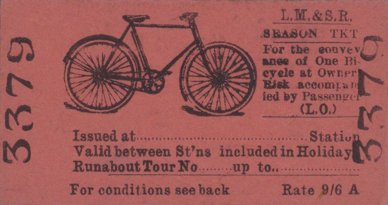 A London, Midland and Scottish Railway season ticket for travel with a bicycle (litho) 作者 英语学校