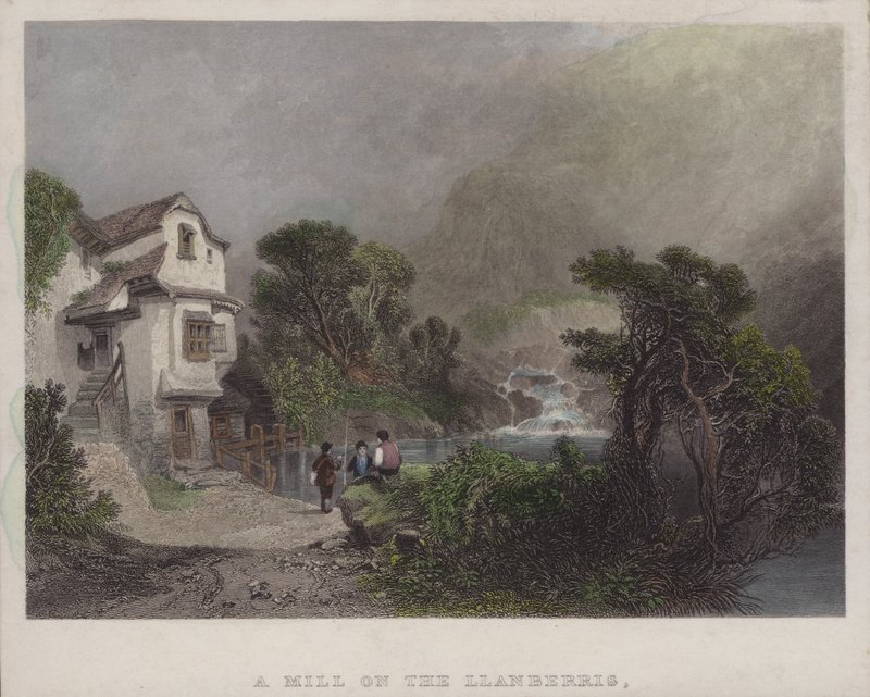 Llanberris 上的磨坊（彩色雕刻） 作者 英语学校