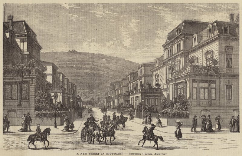 A New Street in Stuttgart (engraving) 作者 英语学校