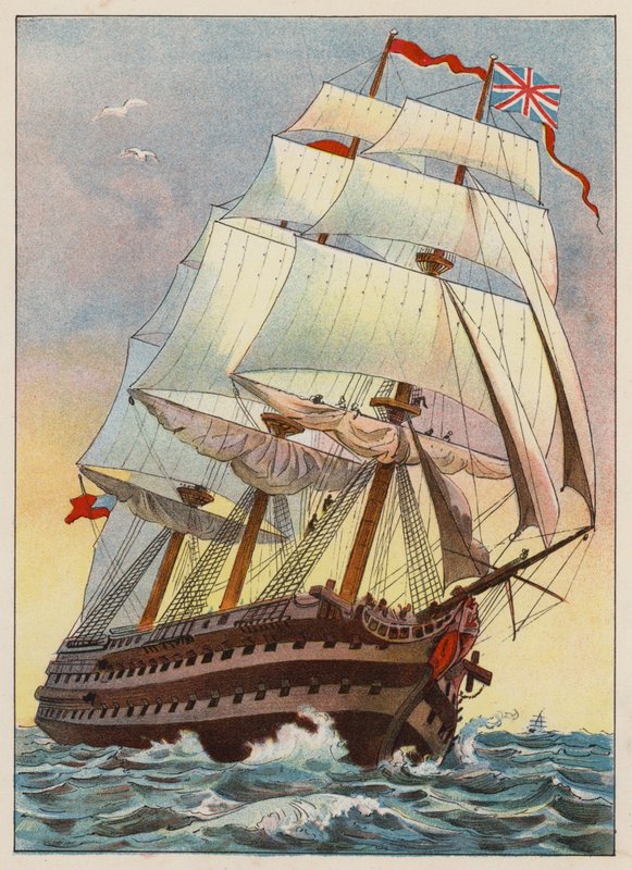 1837 年的一艘战船（雕刻） 作者 英语学校