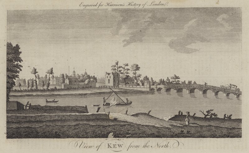 从北边看邱园（雕刻）（A View of Kew from the North）。 作者 英语学校