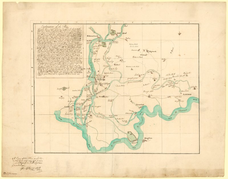 该计划的副本预计于1721年从Uxbridge带来一条新河，于1766年2月6日更正 作者 英语学校