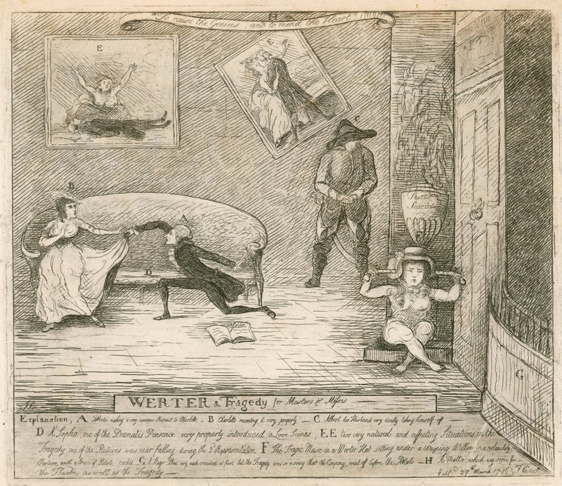 来自F Reynoldss滑稽剧的Werter的场景，于1786年3月14日首次在伦敦考文特花园剧院演出 作者 英语学校