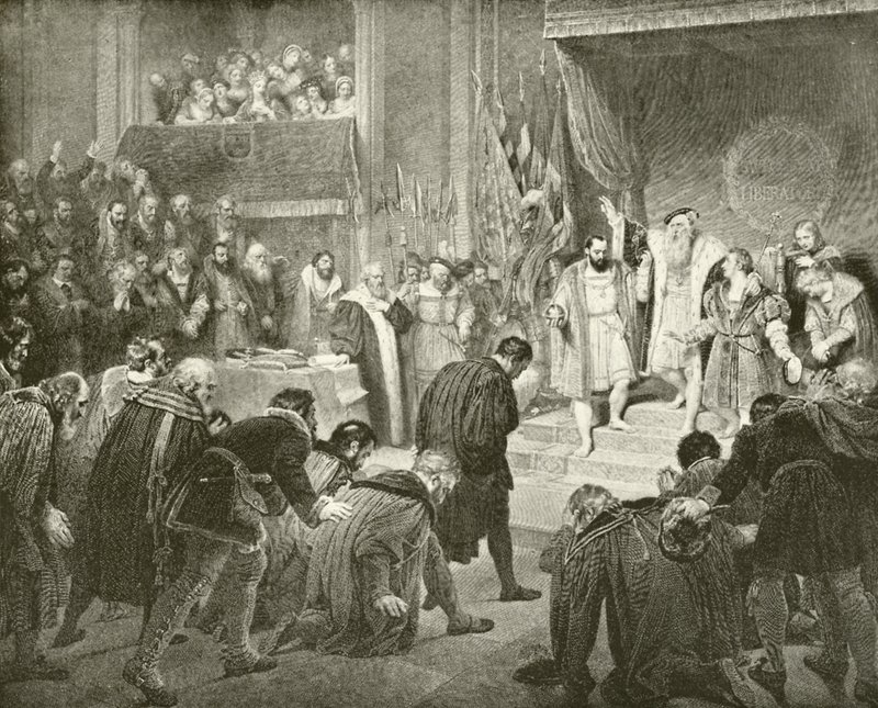 Gustavus Vasa的退位（凹版印刷） 作者 英语学校